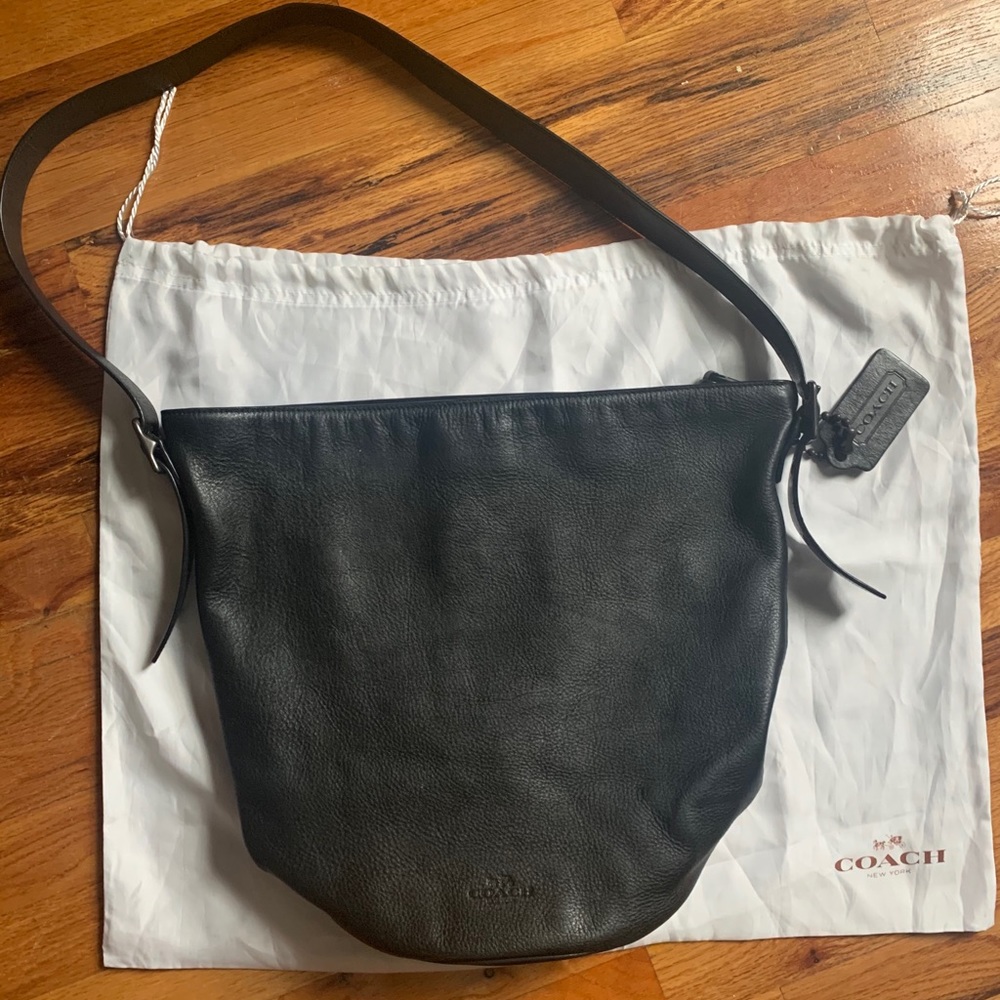 Original Coach black leather shoulder hobo bag